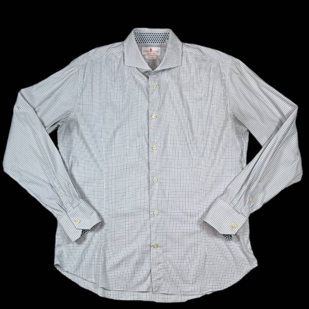 Eredi Pisano White/Blue Dress Shirt | Size 18